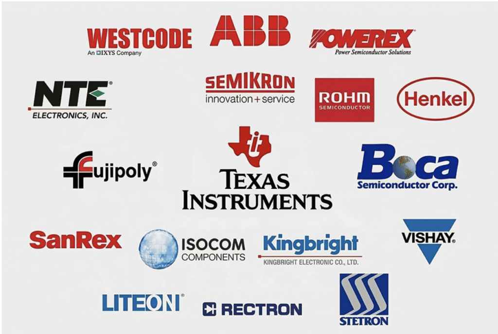 a collage of manufacturer logos that Summit Electronics uses as electronic component sources.