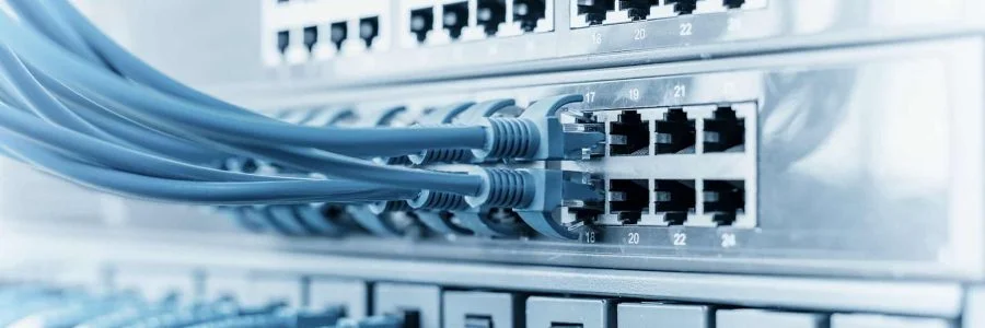 ethernet cable on network switches background